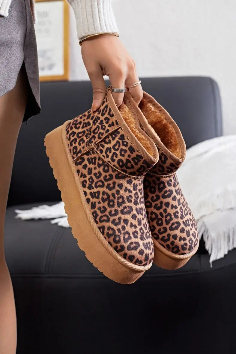 Bottines femme leopard a plateforme fourrees Alexane