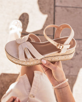 Sandale femme compensée confort beige - Lalie