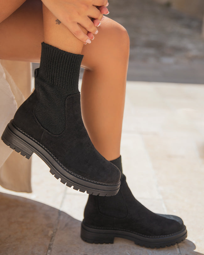 Bottines femme noires chaussettes - Nora - Casual Mode