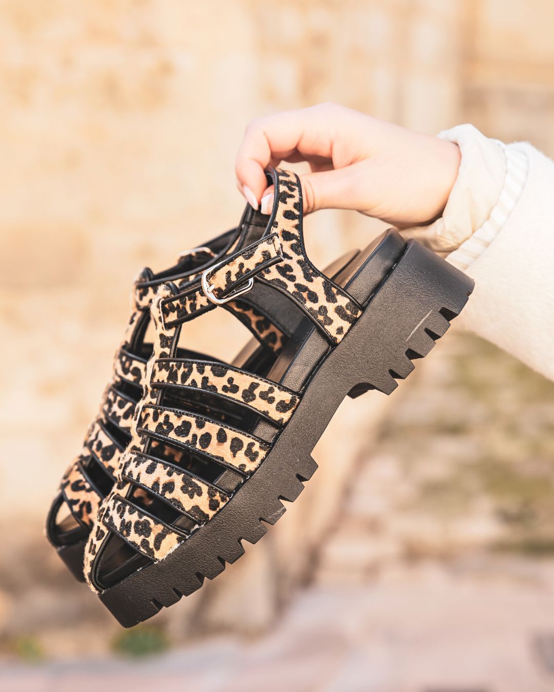 Sandale femme plateforme confort motif léopard - Margaux