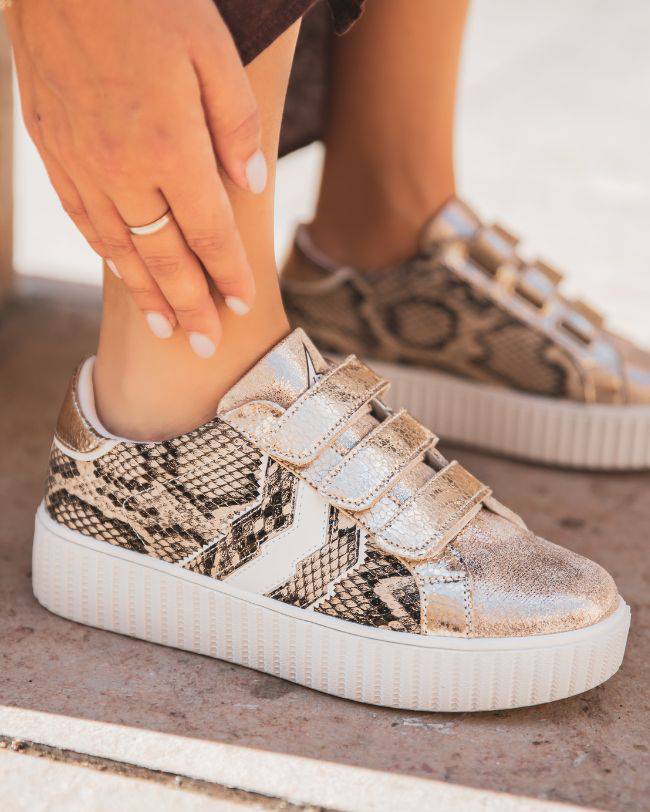 Basket femme au motif python a scratch CLE01 SNAKE