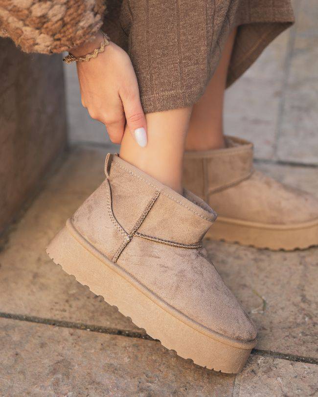 Bottines femme taupe a plateforme fourrees Alexane