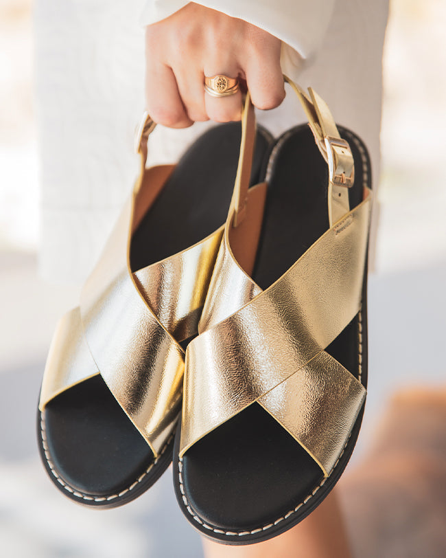 Sandale plate femme dorée - Danika - Casual Mode